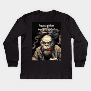 I Smoke Cigars: Superior Mind, Superior Attitude on a Dark Background Kids Long Sleeve T-Shirt